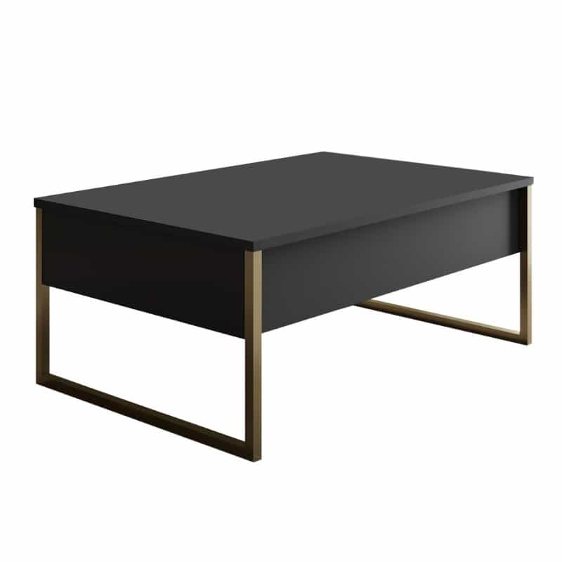 GP052-01282-0 Τραπεζάκι σαλονιού Luxe Megapap χρώμα ανθρακί - χρυσό 90x60x40εκ. - Image 1