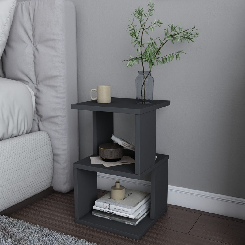 GP052-01491-0 Κομοδίνο Carter Megapap χρώμα ανθρακί 29,6x29,6x49,4εκ. - Image 1