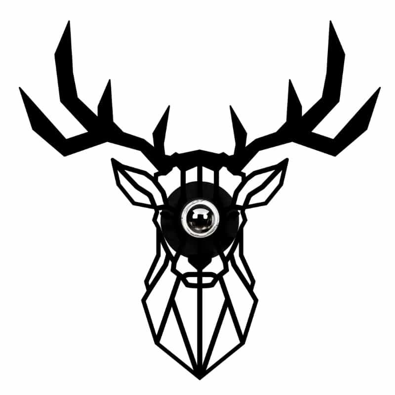 GP052-01801-0 Απλίκα τοίχου Deer Megapap E27 μεταλλική χρώμα μαύρο 55x12x55εκ. - Image 1