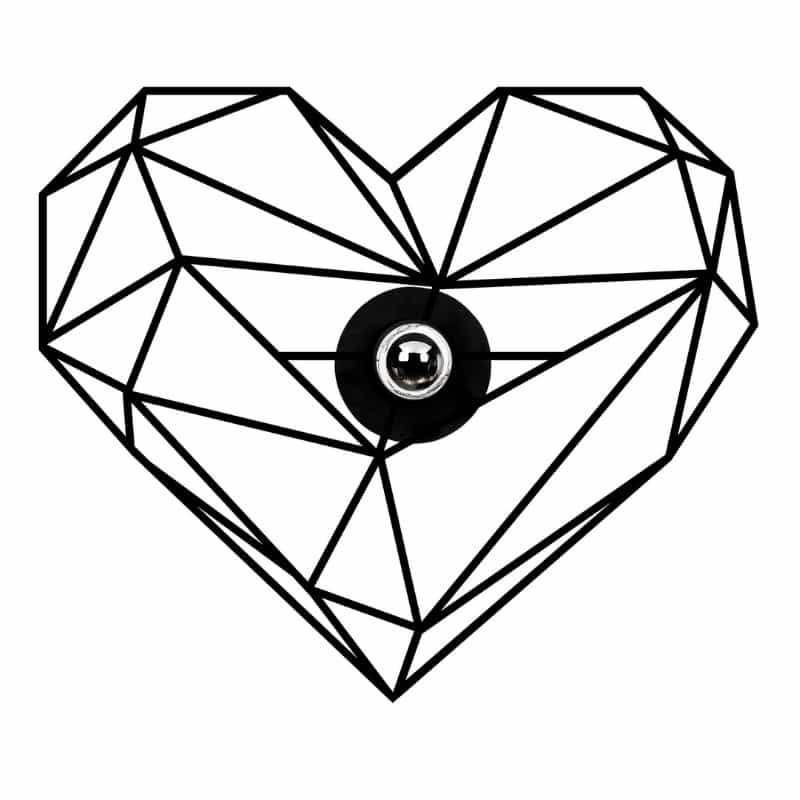 GP052-01831-0 Απλίκα τοίχου Heart Megapap E27 μεταλλική χρώμα μαύρο 47x12x40εκ. - Image 1
