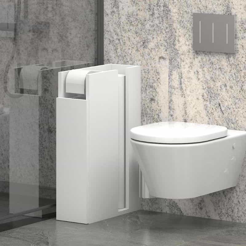 GP052-02171-0 Ντουλάπι μπάνιου Paper Megapap χρώμα λευκό 17x42x66εκ. - Image 1