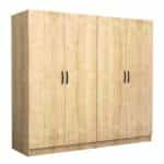 Ντουλάπα ρούχων Victoria Megapap τετράφυλλη χρώμα φυσικό οξιάς 200x60x181εκ.
