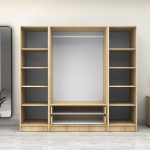 Ντουλάπα ρούχων Victoria Megapap τετράφυλλη με συρτάρια χρώμα φυσικό οξιάς 200x60x181εκ. - Image 3