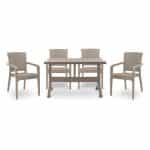 Σετ τραπεζαρία κήπου Callan Megapap 5τμχ πολυπροπυλενίου τραπέζι 120x70 - πολυθρόνα recycled χρώμα cappuccino S_GP046-0002,2+GP046-0001,3x4