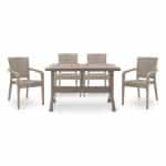 Σετ τραπεζαρία κήπου Callan Megapap 5τμχ πολυπροπυλενίου τραπέζι 140x70 - πολυθρόνα recycled χρώμα cappuccino S_GP046-0003,2+GP046-0001,3x4