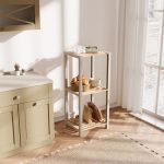 Ραφιέρα δαπέδου - Κομοδίνο ξύλινο - πλαστικό χρώμα φυσικό - μπεζ 37x29x79εκ. - Image 2