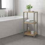 Ραφιέρα δαπέδου - Κομοδίνο ξύλινο - πλαστικό χρώμα φυσικό - μπεζ 37x29x79εκ. - Image 3