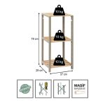 Ραφιέρα δαπέδου - Κομοδίνο ξύλινο - πλαστικό χρώμα φυσικό - μπεζ 37x29x79εκ. - Image 7