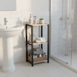 Ραφιέρα δαπέδου - Κομοδίνο ξύλινο - πλαστικό χρώμα φυσικό - μαύρο 37x29x79εκ. - Image 2