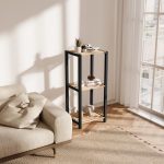 Ραφιέρα δαπέδου - Κομοδίνο ξύλινο - πλαστικό χρώμα φυσικό - μαύρο 37x29x79εκ. - Image 3