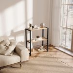 Ραφιέρα δαπέδου - Τραπεζάκι βοηθητικό ξύλινο - πλαστικό χρώμα φυσικό - μαύρο 65x29x78εκ. - Image 3