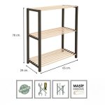 Ραφιέρα δαπέδου - Τραπεζάκι βοηθητικό ξύλινο - πλαστικό χρώμα φυσικό - μαύρο 65x29x78εκ. - Image 4