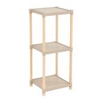 Ραφιέρα δαπέδου πλαστική - ξύλινη χρώμα φυσικό - μπεζ 28x25x72εκ.