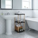 Ραφιέρα δαπέδου πλαστική - ξύλινη χρώμα φυσικό - μαύρο 28x25x72εκ. - Image 2