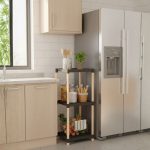 Ραφιέρα δαπέδου πλαστική - ξύλινη χρώμα φυσικό - μαύρο 28x25x72εκ. - Image 3