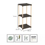 Ραφιέρα δαπέδου πλαστική - ξύλινη χρώμα φυσικό - μαύρο 28x25x72εκ. - Image 4