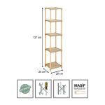 Ραφιέρα δαπέδου πλαστική - ξύλινη χρώμα φυσικό - μπεζ 28x25x137εκ. - Image 4