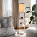 Φωτιστικό δαπέδου ξύλινο - πλαστικό χρώμα μπεζ 29x25x137εκ. - Image 2