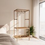 Ντουλάπα ρούχων ανοιχτή - Έπιπλο εισόδου ξύλινο - πλαστικό χρώμα φυσικό - μπεζ 75x46x156εκ. - Image 2