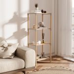 Ραφιέρα δαπέδου ξύλινη - πλαστική χρώμα φυσικό - μπεζ 38x30x116εκ. - Image 3