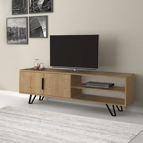 Έπιπλο τηλεόρασης Foot Megapap χρώμα φυσικό οξιάς 160x35x49εκ.