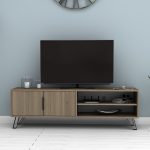 Έπιπλο τηλεόρασης Foot Megapap χρώμα καρυδί 160x35x49εκ. - Image 3