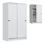 Ντουλάπα ρούχων Regio Megapap δίφυλλη συρόμενη χρώμα λευκό 120x60x200εκ.