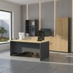 Γραφείο επαγγελματικό Venturo Megapap χρώμα ανθρακί - φυσικό οξιάς 150x80x75εκ. - Image 6
