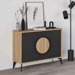 Μπουφές Gora Megapap χρώμα sapphire oak - silky black 110x40x82εκ.