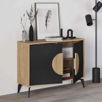 Μπουφές Gora Megapap χρώμα sapphire oak - silky black 110x40x82εκ. - Image 2