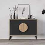 Μπουφές Gora Megapap χρώμα sapphire oak - silky black 110x40x82εκ. - Image 3