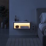 Κομοδίνο επιτοίχιο Brik Megapap με LED χρώμα λευκό - γκρι ρετρό 45x30x18εκ. - Image 2