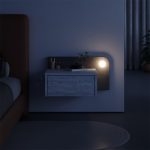Κομοδίνο επιτοίχιο Dotta Megapap με LED χρώμα λευκό αντικέ - γκρι ρετρό 52x33,6x28εκ. - Image 2