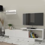 Έπιπλο τηλεόρασης Novara Megapap χρώμα λευκό 180x29,6x45εκ.