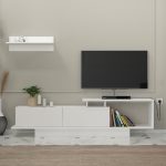 Έπιπλο τηλεόρασης Novara Megapap χρώμα λευκό 180x29,6x45εκ. - Image 3