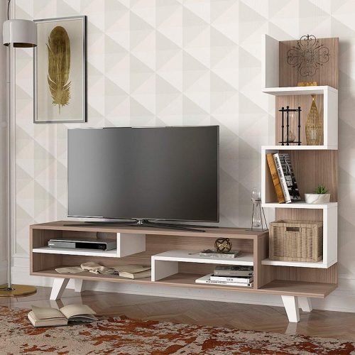 Έπιπλο τηλεόρασης Granada Megapap χρώμα λευκό - cordoba 149,5x29,5x120εκ.