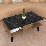 Τραπεζάκι σαλονιού Andros Megapap χρώμα καρυδί - μαύρο εφέ μαρμάρου 90x54x39,6εκ. - Image 2