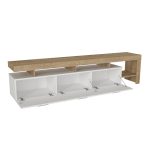 Έπιπλο τηλεόρασης Acnes Megapap χρώμα λευκό - sapphire oak 220x40x52εκ. - Image 5