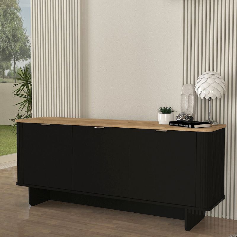 GP042-02812-0 Μπουφές Bohema Megapap χρώμα μαύρο - sepet oak 180x47x76,6εκ. - Image 1