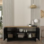 Μπουφές Bohema Megapap χρώμα μαύρο - sepet oak 180x47x76,6εκ. - Image 2