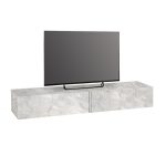 Έπιπλο τηλεόρασης επιτοίχιο Espanse Megapap χρώμα λευκό εφέ μαρμάρου 241,8x31,7x30εκ. - Image 5