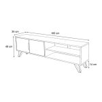 Έπιπλο τηλεόρασης Foot Megapap χρώμα καρυδί - λευκό 160x35x49εκ. - Image 4