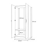 Ντουλάπα ρούχων Vivian Megapap δίφυλλη χρώμα φυσικό οξιάς 80x51,8x181εκ. - Image 6