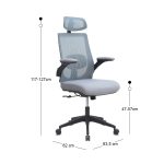 Καρέκλα γραφείου διευθυντική Belora Megapap με ύφασμα Mesh χρώμα γκρι 63,5x62x117/127εκ. - Image 13