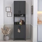Έπιπλο κουζίνας Sedef Megapap χρώμα ανθρακί 61x40x202,1εκ. - Image 3
