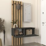 Έπιπλο εισόδου Kanso Megapap χρώμα ανθρακί - sepet oak 100x35x196,7εκ. - Image 2