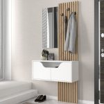 Έπιπλο εισόδου Naro Megapap χρώμα λευκό - sepet oak 90x35x204,2εκ. - Image 3