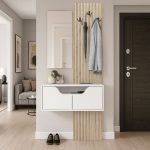 Έπιπλο εισόδου Naro Megapap χρώμα λευκό - sepet oak 90x35x204,2εκ. - Image 6