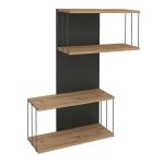 Ραφιέρα τοίχου Destan Megapap χρώμα ανθρακί - φυσικό οξιάς 65x19x96εκ. - Image 3