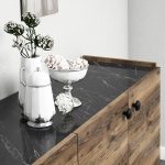 Μπουφές Lidya Megapap χρώμα καρυδί - μαύρο εφέ μαρμάρου 182x41x82,5εκ. - Image 4